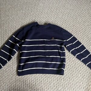 GAP Navy and White Striped Crewneck Sweater light cotton soft sweater 5T